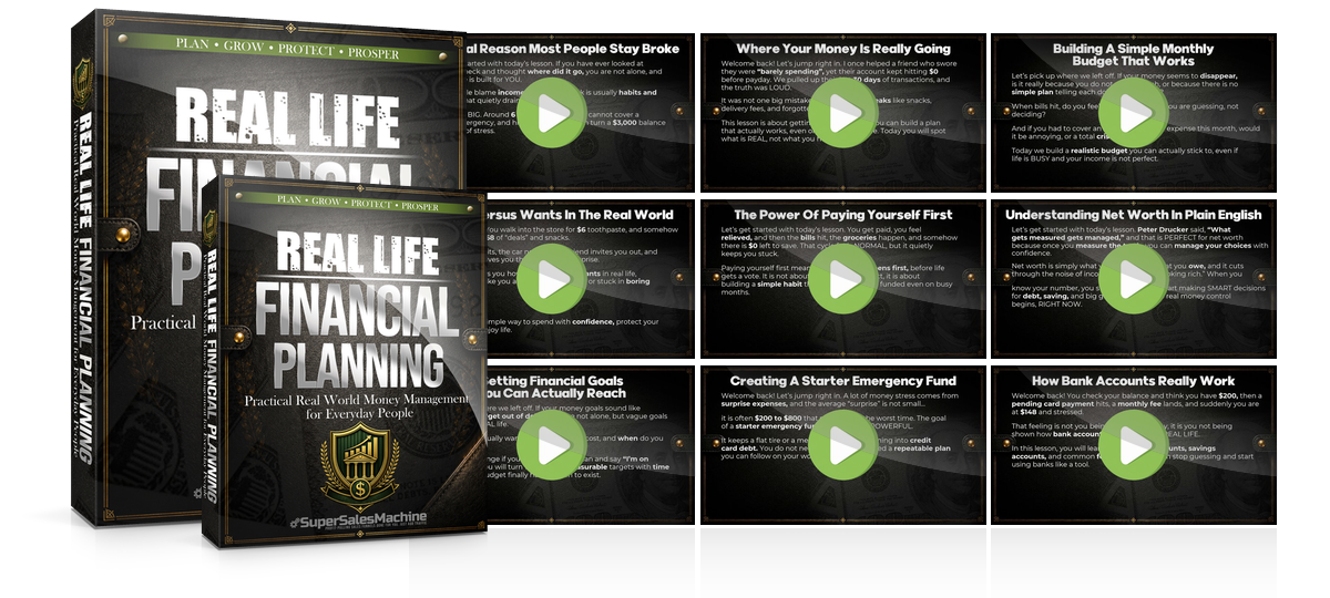 Real Life Financial Planning worksheets and lesson screenshots